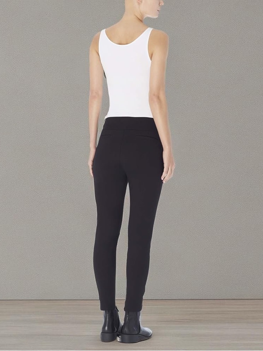 Ankle-Length Ponte Slim Pants in Black